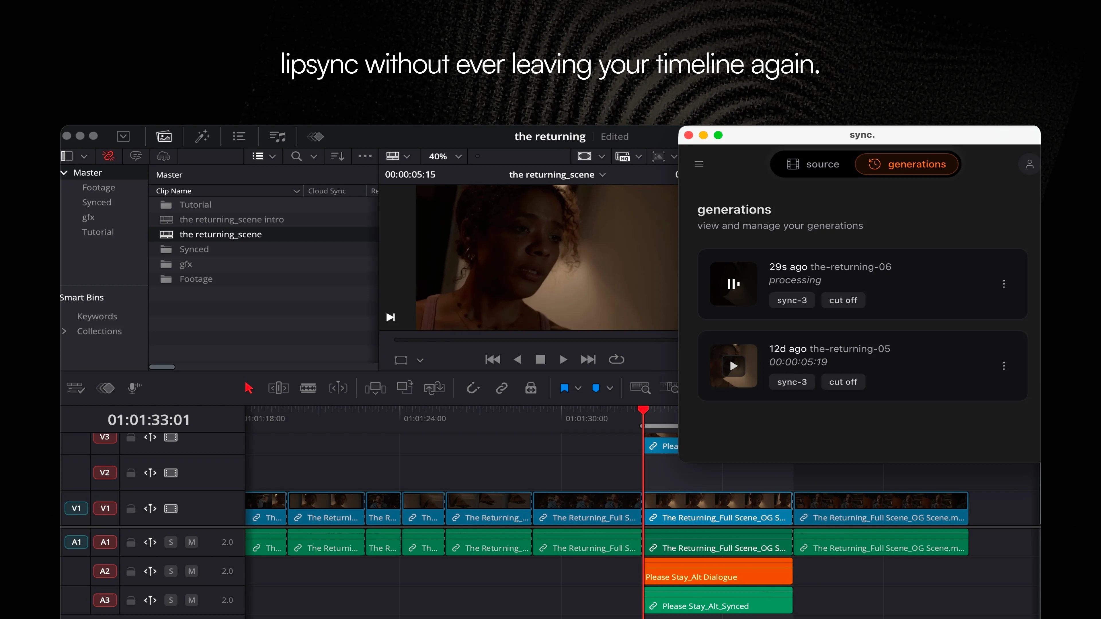 Lipsync in DaVinci Resolve Studio